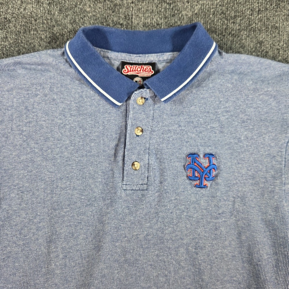 New York Mets Stitches MLB Genuine Merchandise Men's M Polo Embroided Logo Blue